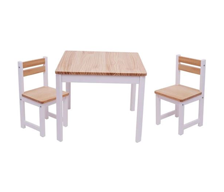 Tikk Tokk Little BOSS Kids Table & Chair Set Square - White/Natural