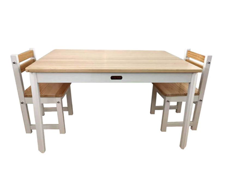 Tikk Tokk Little Boss Kids Table & chair set rectangle - White/Natural-Display Only