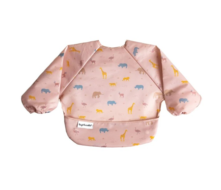 Tiny Twinkle - Mess-Proof Full Long Sleeve Bib - Petite Safari - Large