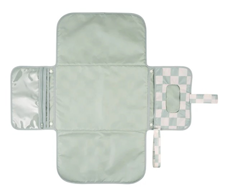Tiny Twinkle - Mess-Proof Portable Change Pad - Sage Checkers