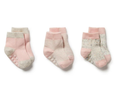 Wilson & Frenchy - Organic 3 Pack Baby Socks - Cantaloupe - Cotton Nylon Knit - 3 to 6 months