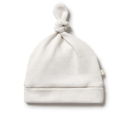 Wilson & Frenchy - Organic Stripe Rib Knot Hat - Oatmeal - Organic Stripe Rib - 0 to 3 months