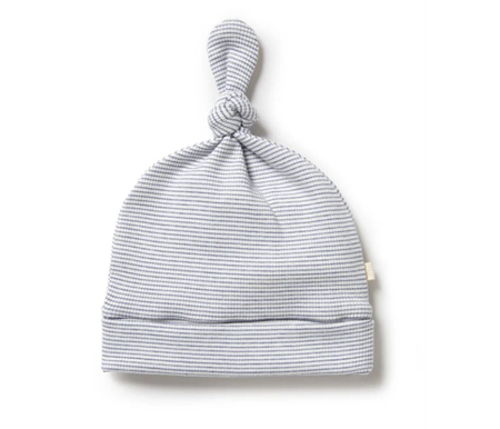 Wilson & Frenchy - Organic Stripe Rib Knot Hat - Rain Drop - Organic Stripe Rib - 0 to 3 months