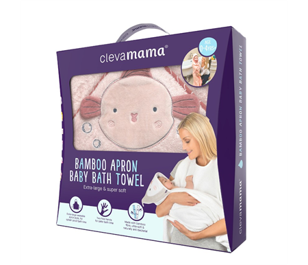 clevamama Bamboo Apron Baby Bath Towel - Pink