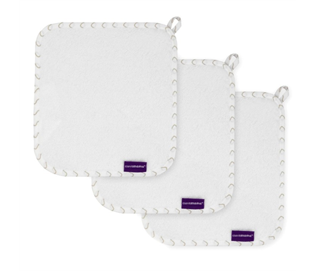 clevamama Bamboo Baby Washcloth Set 3PK - White/Grey